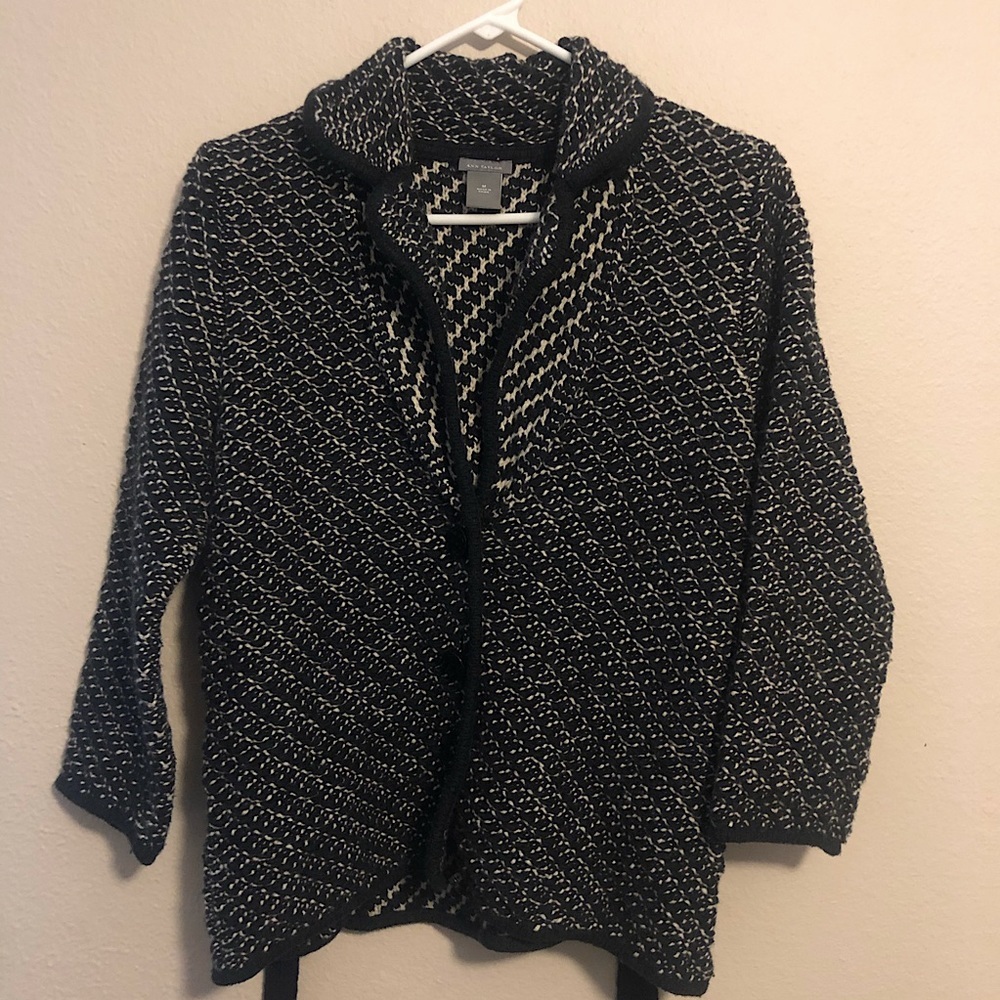 COPY - Ann Taylor Tweed Black White Merino Wool J…